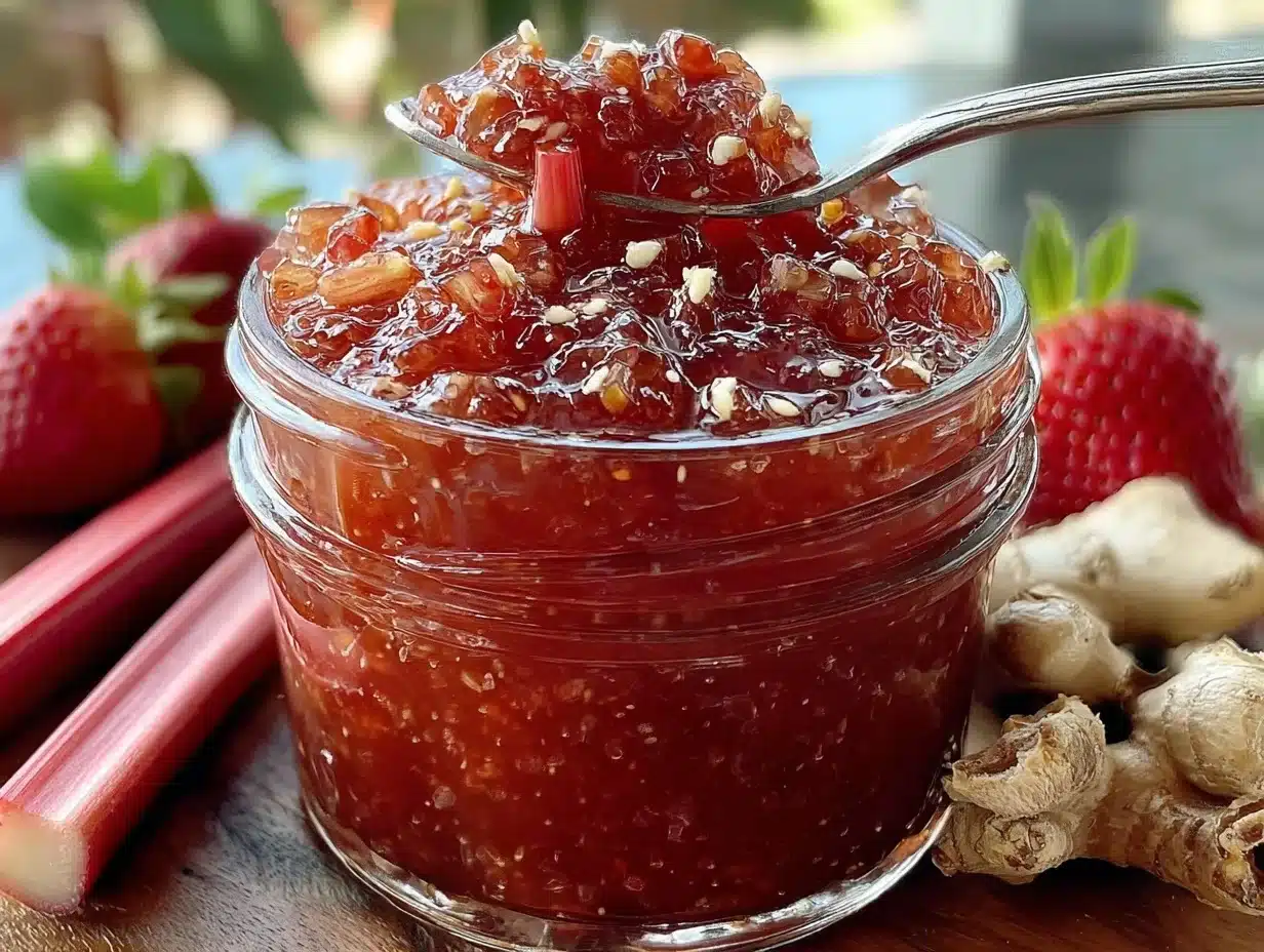 small batch strawberry rhubarb jam - featured image