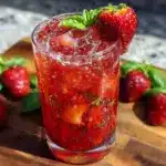 sparkling strawberry basil lemonade mocktail - featured image