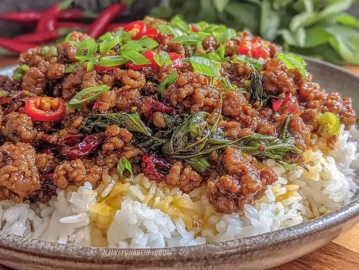 spicy thai basil ground turkey stir fry preparation steps