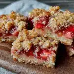 strawberry rhubarb crisp bars - featured image