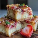 strawberry rhubarb custard bars - featured image