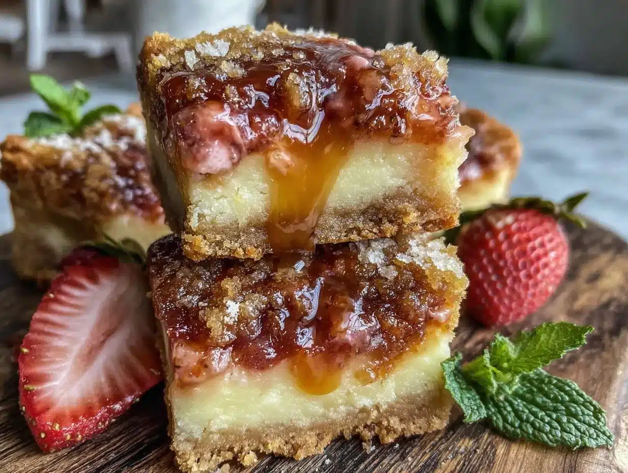 strawberry rhubarb custard bars preparation steps