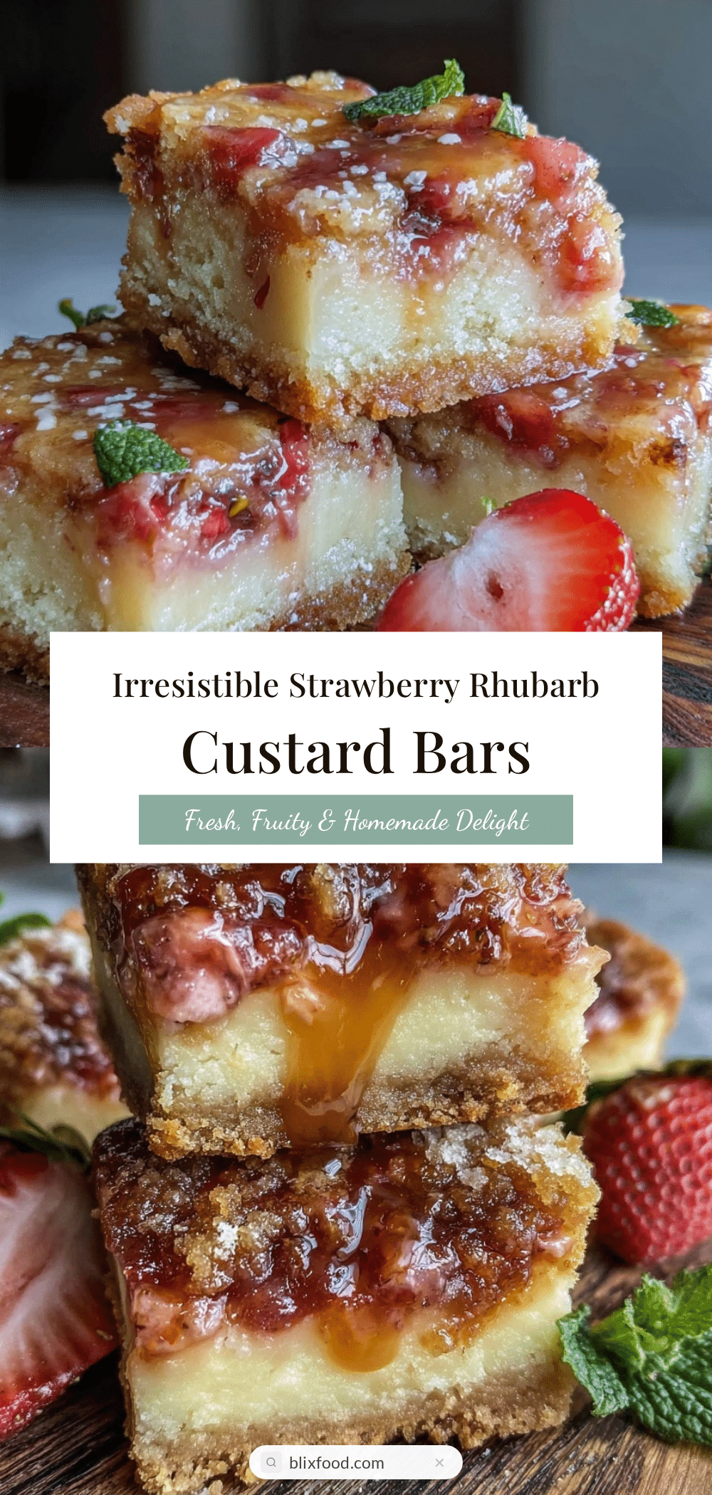 strawberry rhubarb custard bars recipe