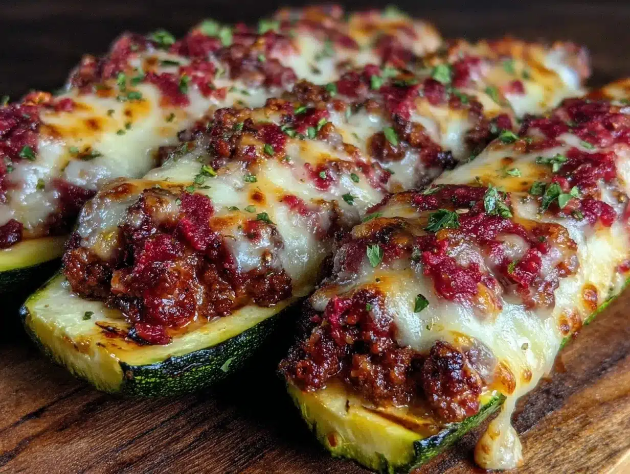stuffed zucchini boats with italian sausage preparation steps