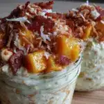 tropical mango coconut overnight oats - featured image