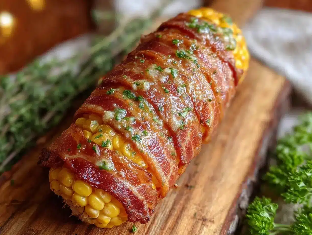 bacon-wrapped corn on the cob preparation steps