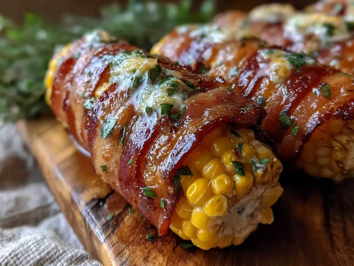 bacon-wrapped corn on the cob - featured image