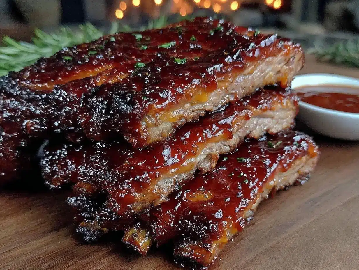 BBQ bourbon glazed ribs - featured image