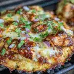 BBQ chicken pizza on the grill - featured image