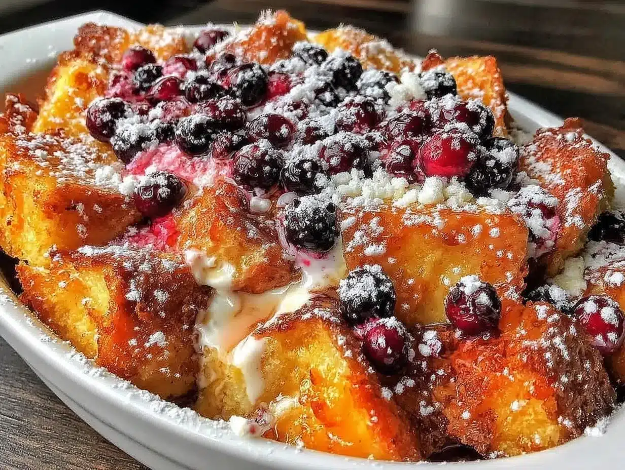 blueberry cream cheese french toast bake preparation steps