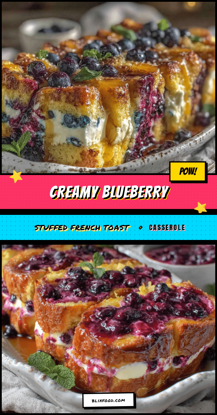 blueberry cream cheese stuffed french toast casserole recipe