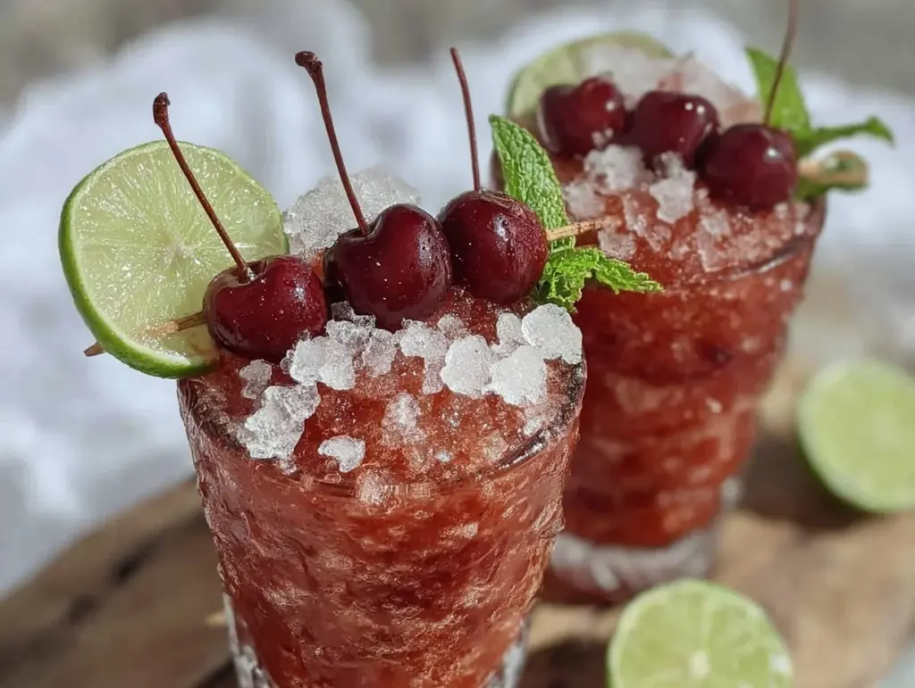 boozy cherry limeade slushies - featured image