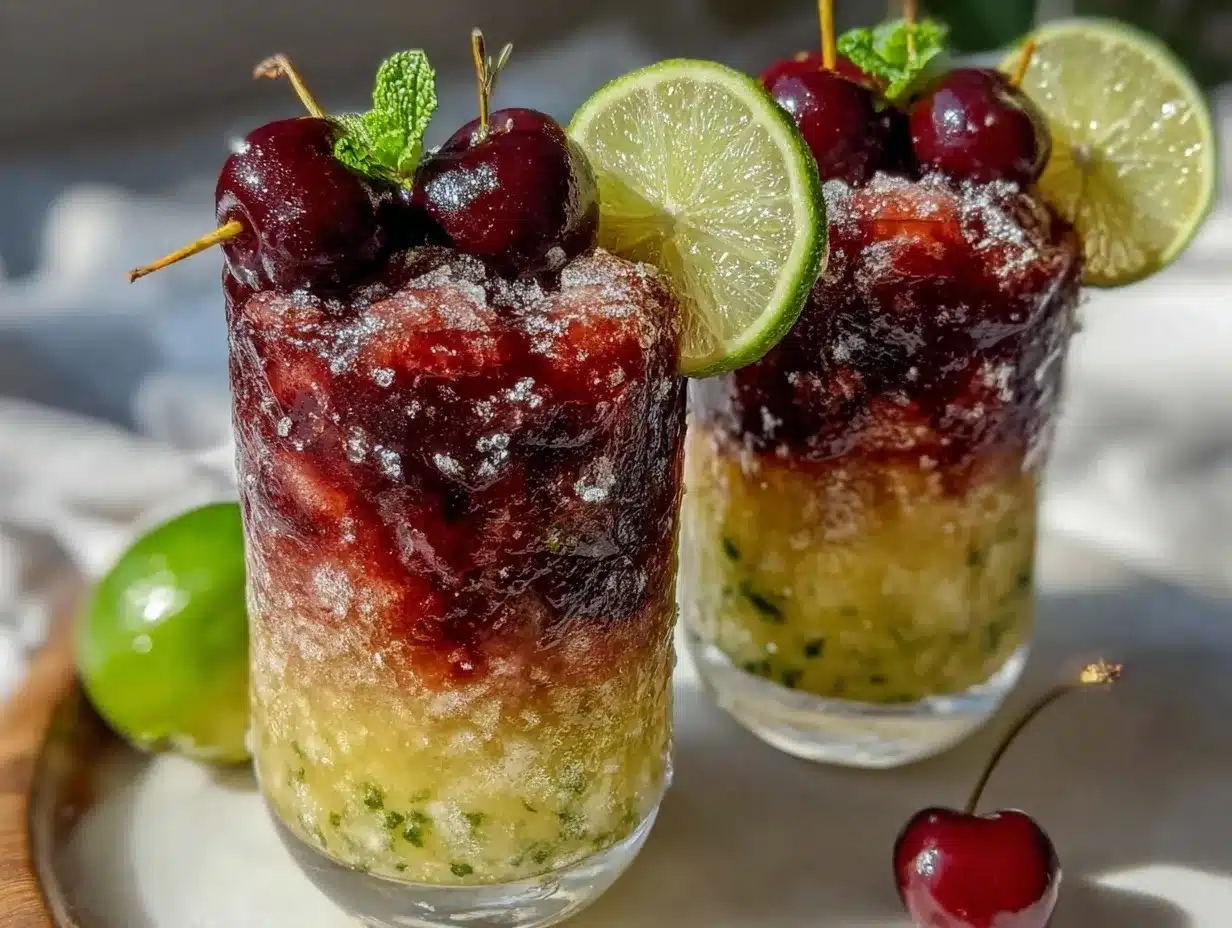 boozy cherry limeade slushies preparation steps