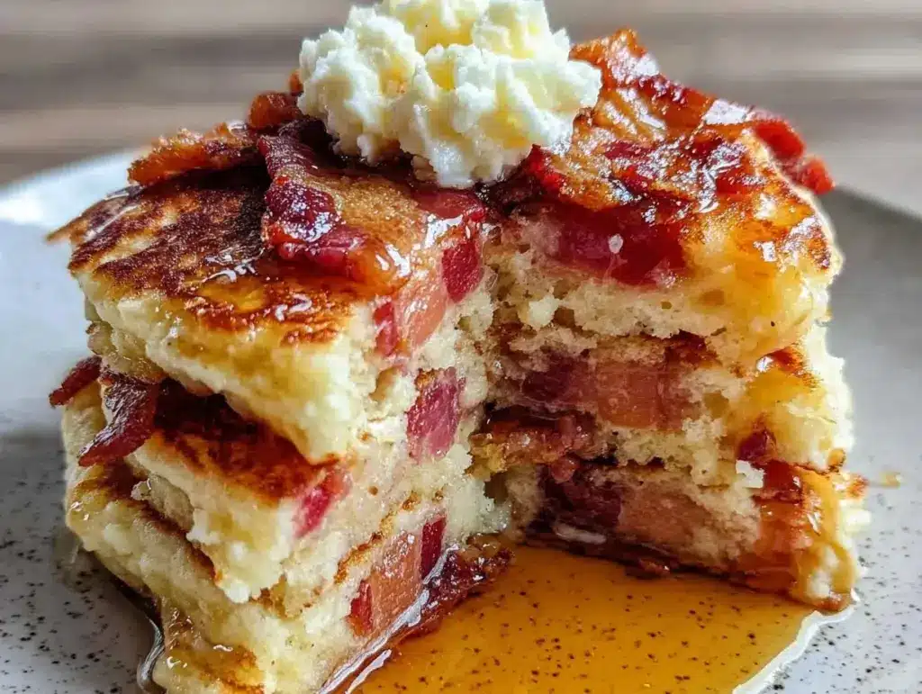 bourbon maple bacon pancakes - featured image