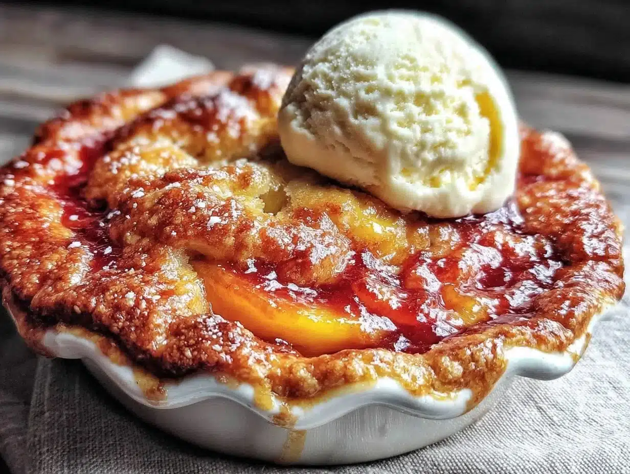 brown butter peach cobbler - featured image