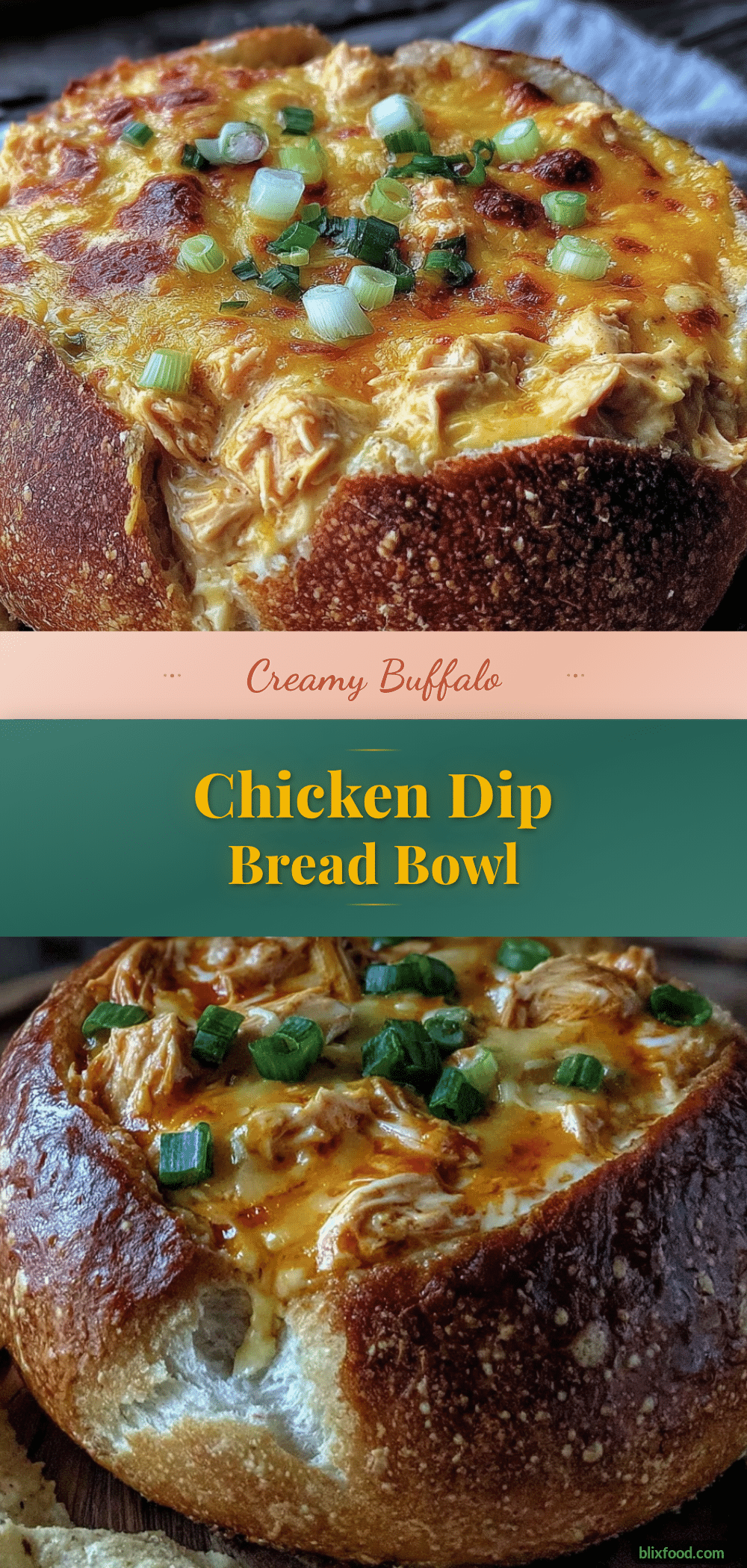 creamy buffalo chicken dip bread bowl recipe