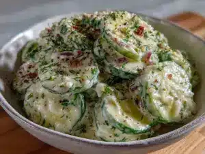 creamy cucumber dill salad - featured image