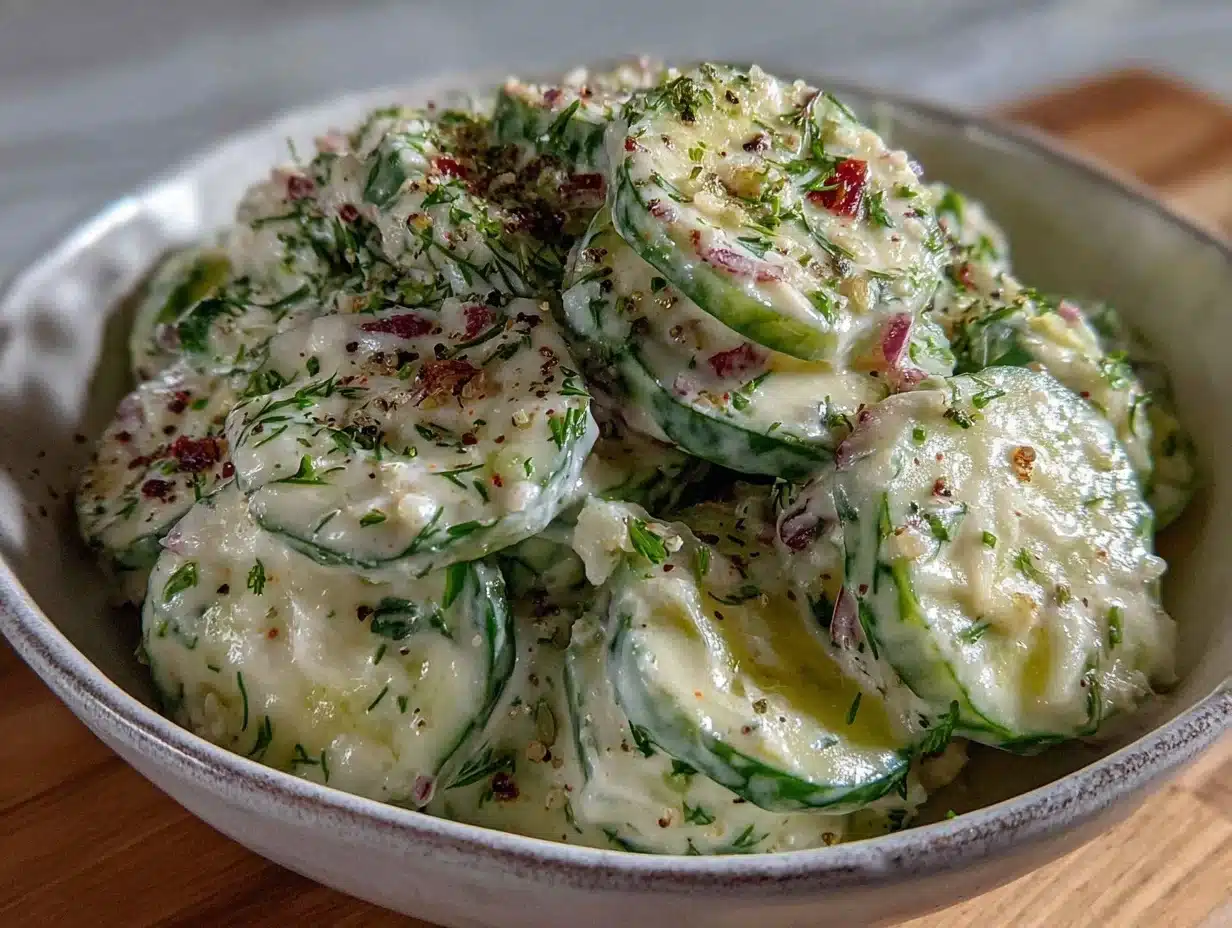 creamy cucumber dill salad - featured image