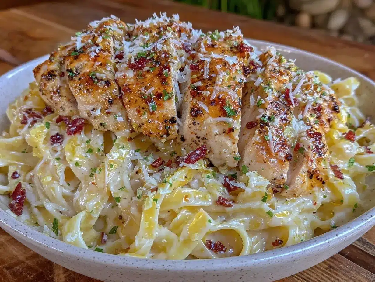 creamy garlic parmesan pasta with chicken preparation steps