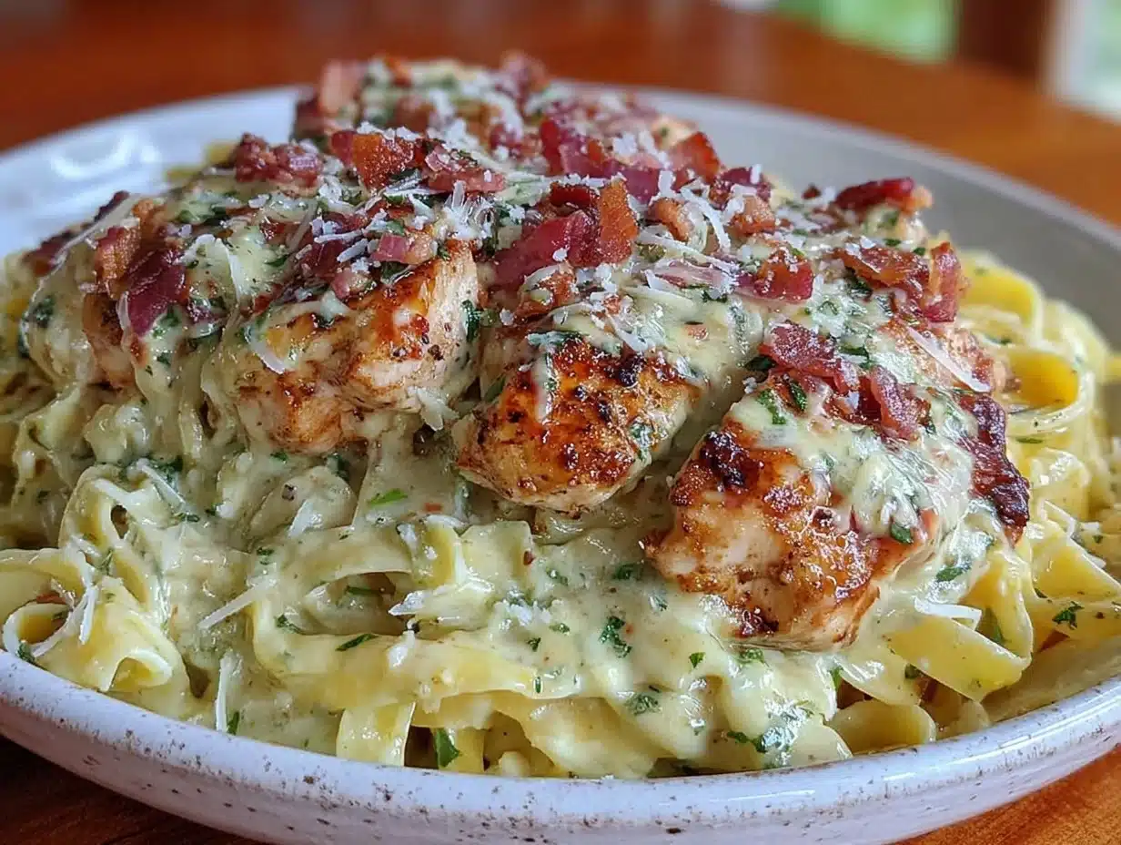 creamy garlic parmesan pasta with chicken - featured image