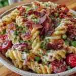 creamy loaded bacon ranch pasta salad - featured image