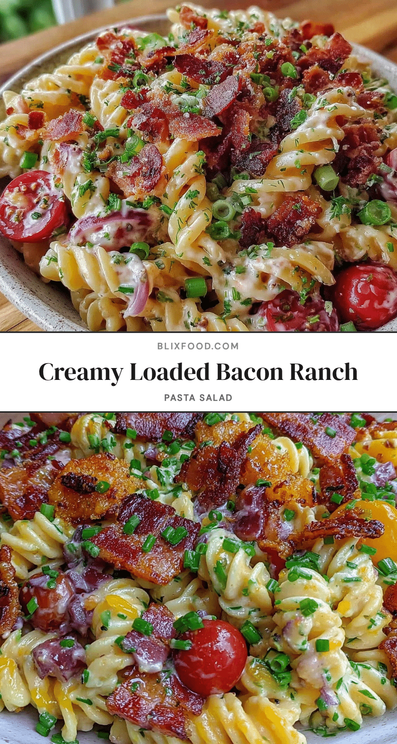 creamy loaded bacon ranch pasta salad recipe