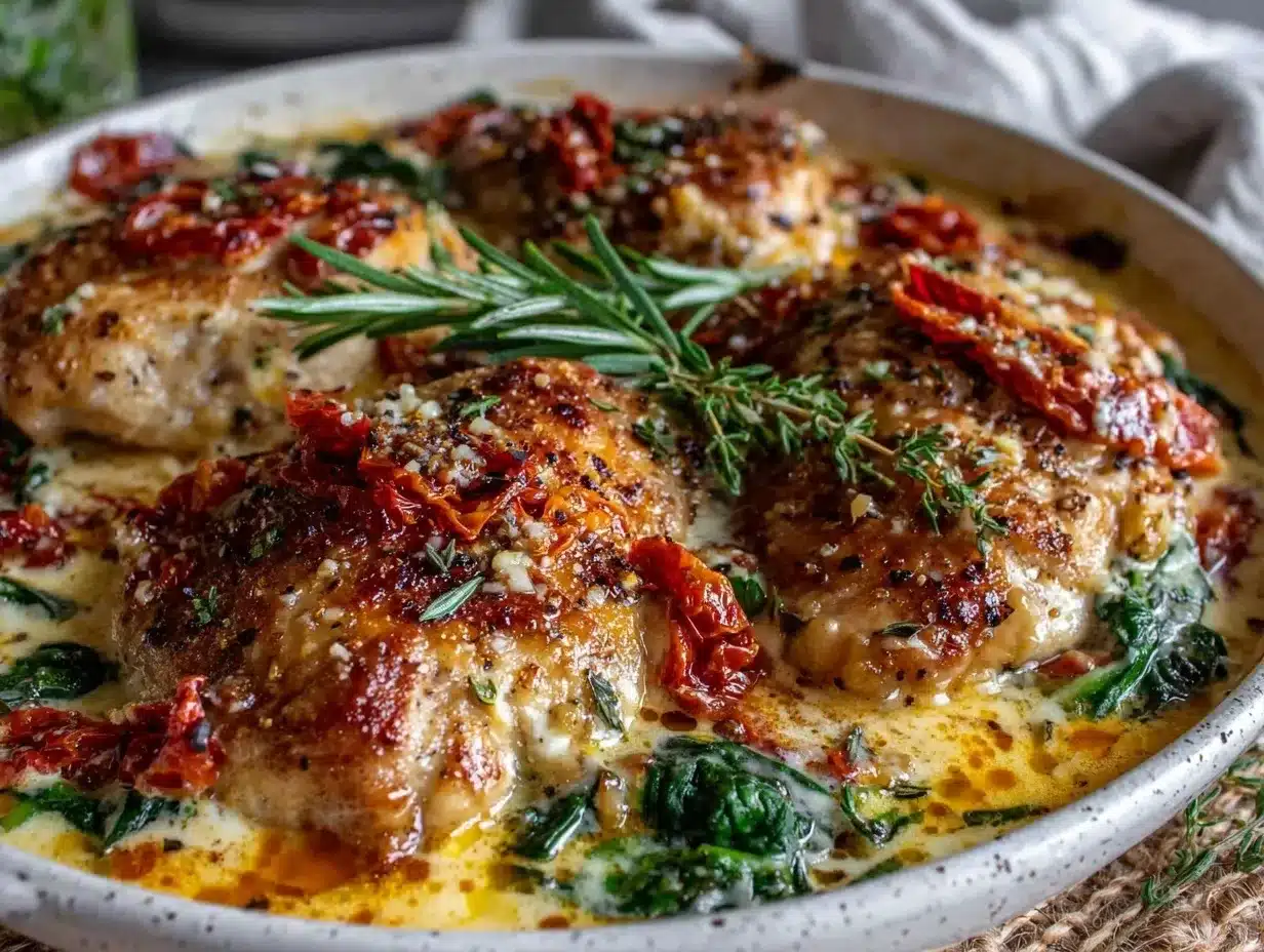 creamy one-pot tuscan chicken preparation steps