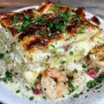 creamy seafood lasagna - featured image