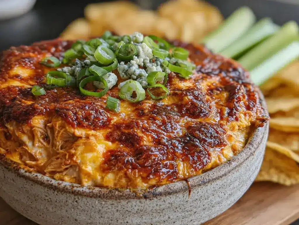 creamy slow cooker buffalo chicken dip - featured image
