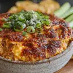 creamy slow cooker buffalo chicken dip - featured image