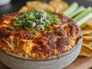 creamy slow cooker buffalo chicken dip - featured image