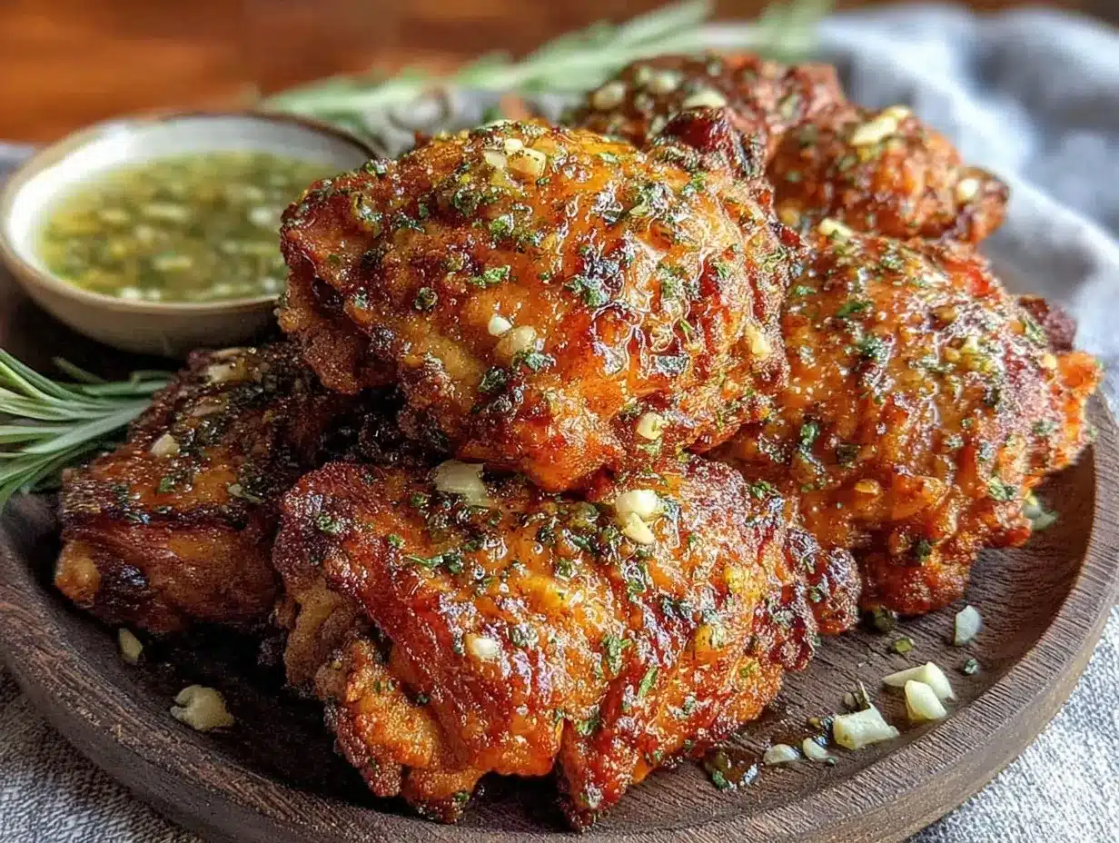 crispy garlic butter air fryer chicken thighs preparation steps
