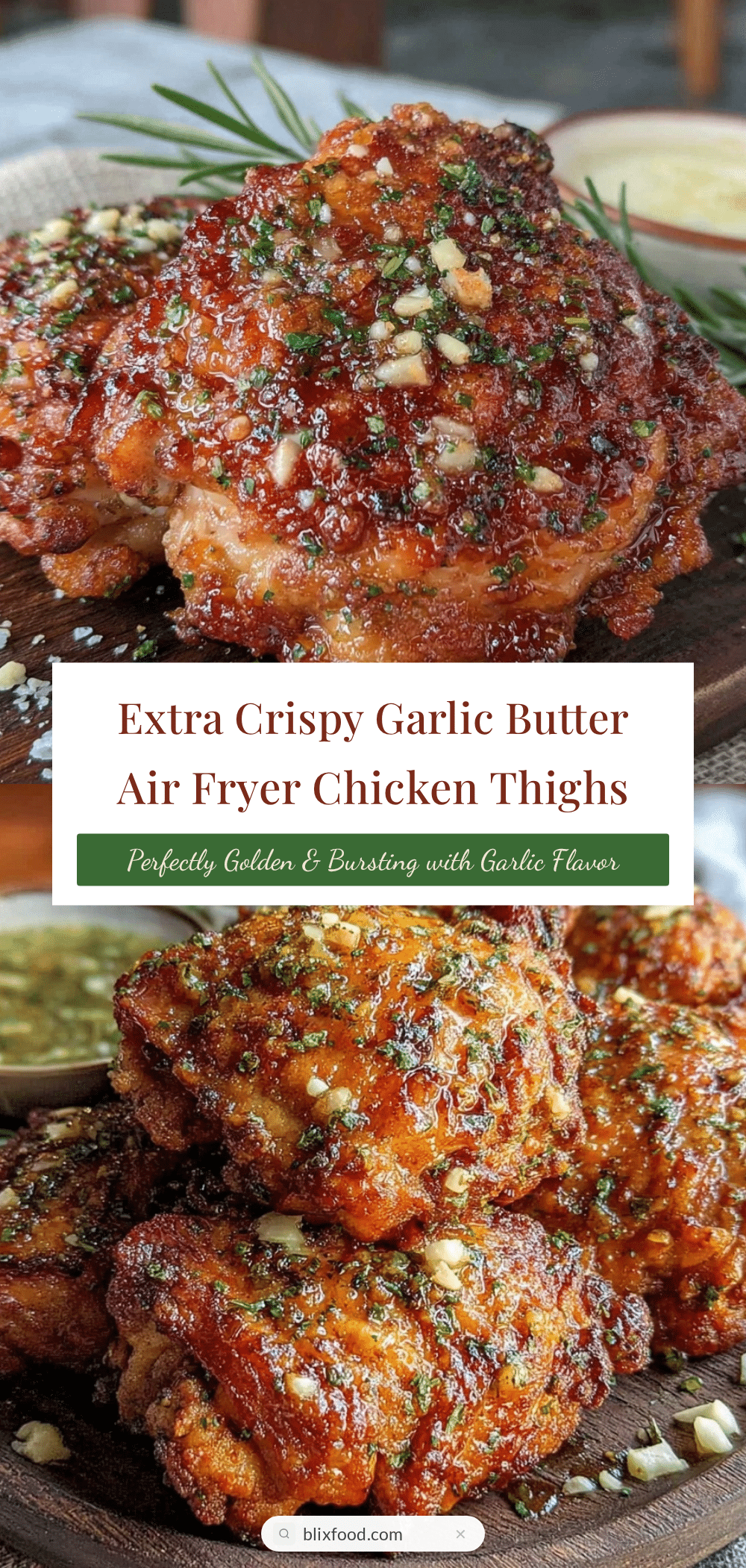 crispy garlic butter air fryer chicken thighs recipe