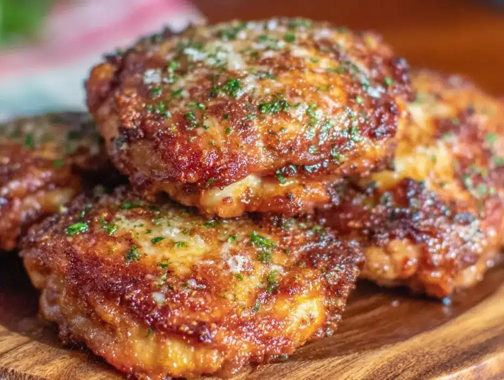 crispy garlic parmesan chicken thighs air fryer recipe - featured image