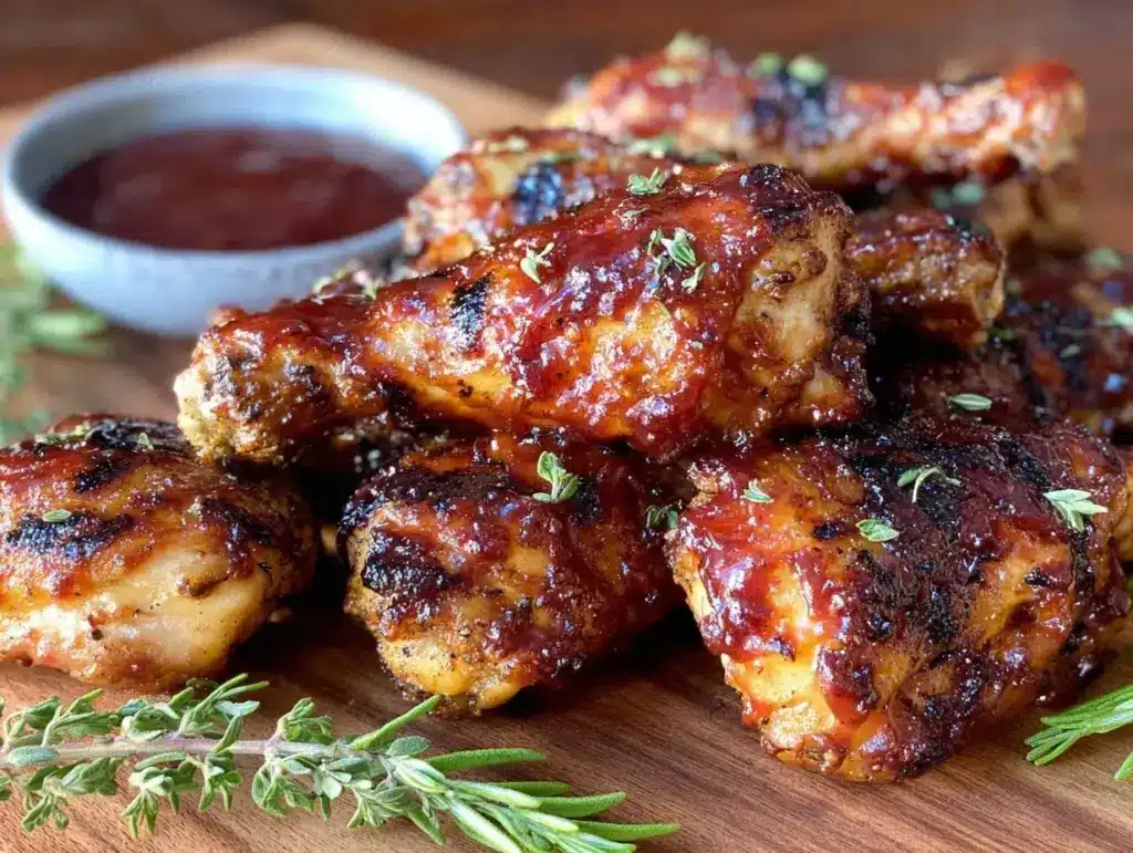 crispy grilled honey bbq chicken drumsticks - featured image