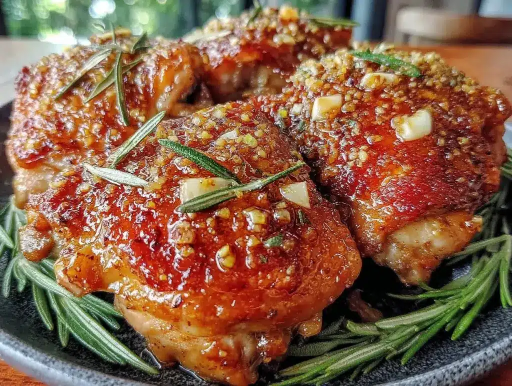 crispy honey balsamic chicken thighs - featured image