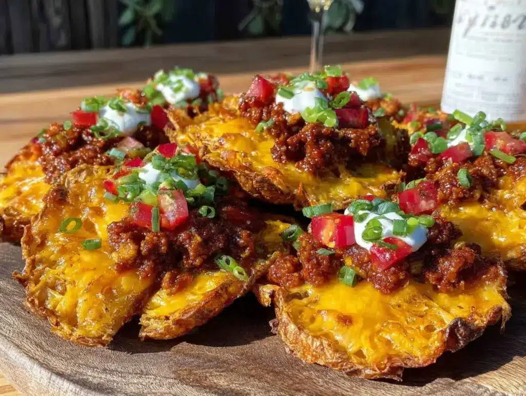 crispy loaded potato skin nachos - featured image