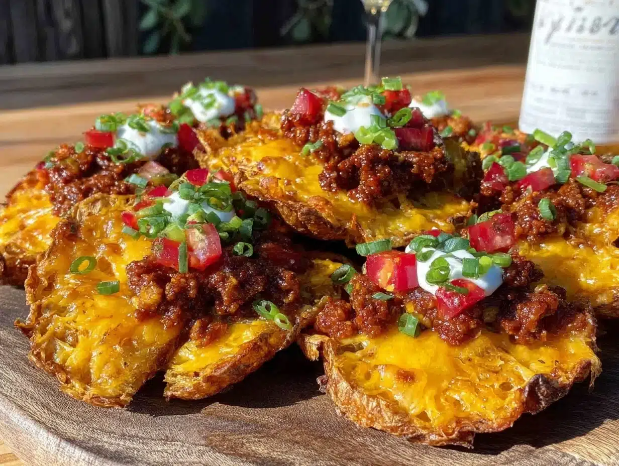 crispy loaded potato skin nachos - featured image