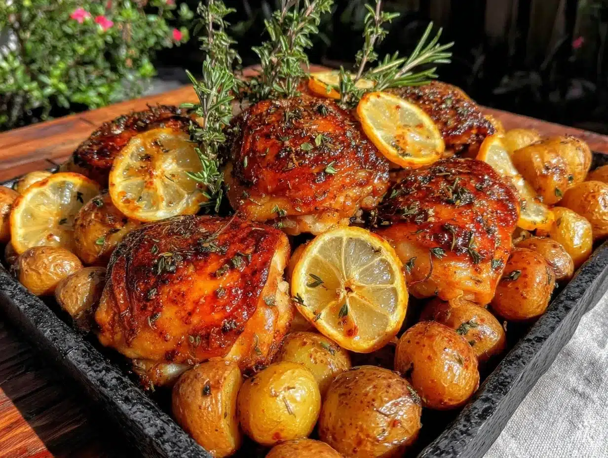 crispy one-pan lemon herb chicken with potatoes preparation steps