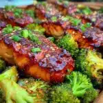 crispy teriyaki salmon sheet pan dinner - featured image