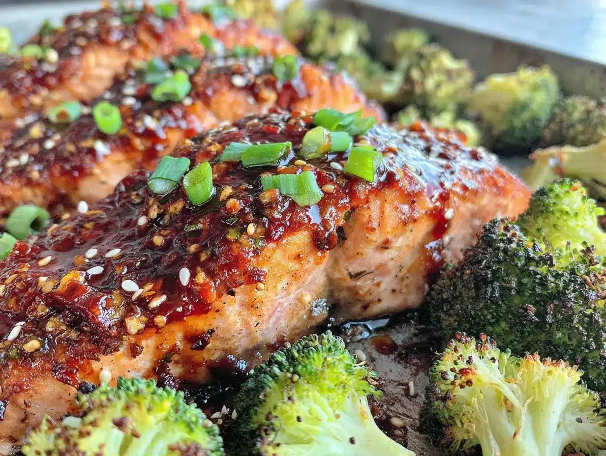 crispy teriyaki salmon sheet pan dinner preparation steps