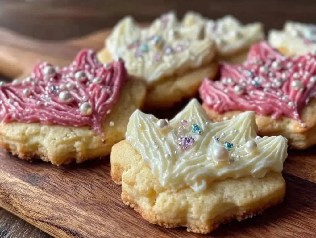 crown-shaped sugar cookies with royal icing - featured image