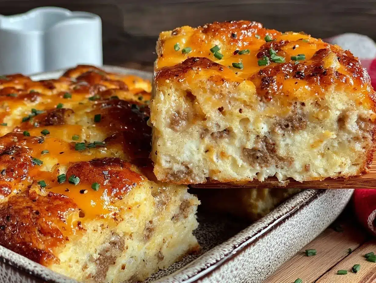 easy cheesy sausage egg and cheese breakfast casserole preparation steps