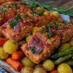 easy crispy sheet pan salmon recipe - featured image