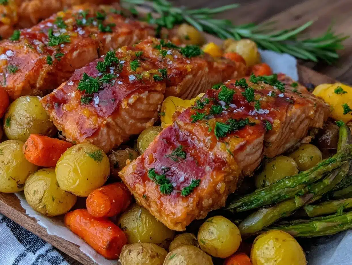 easy crispy sheet pan salmon recipe - featured image