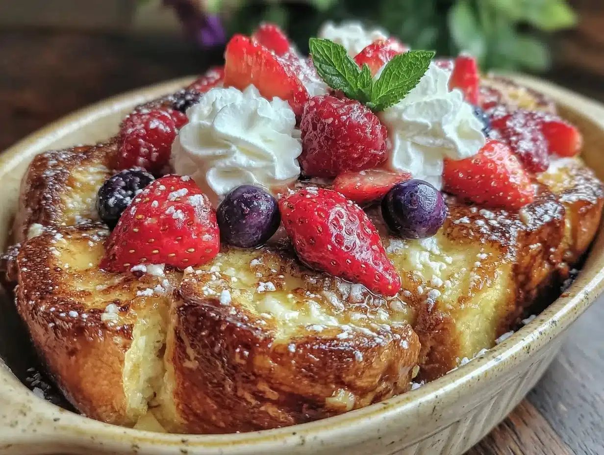 Easy Make-Ahead Patriotic French Toast Casserole - featured image