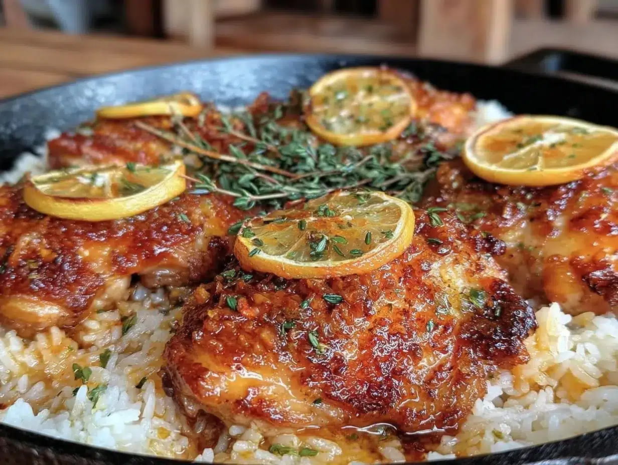 easy one-pan lemon butter chicken and rice preparation steps