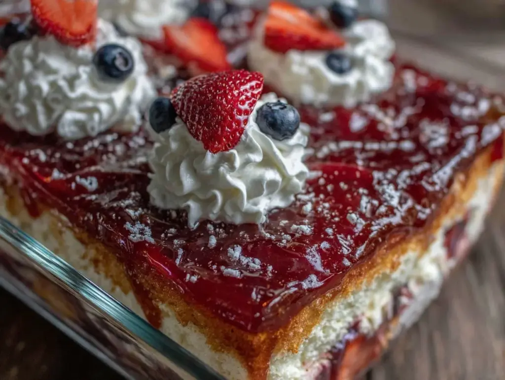 easy patriotic poke cake - featured image