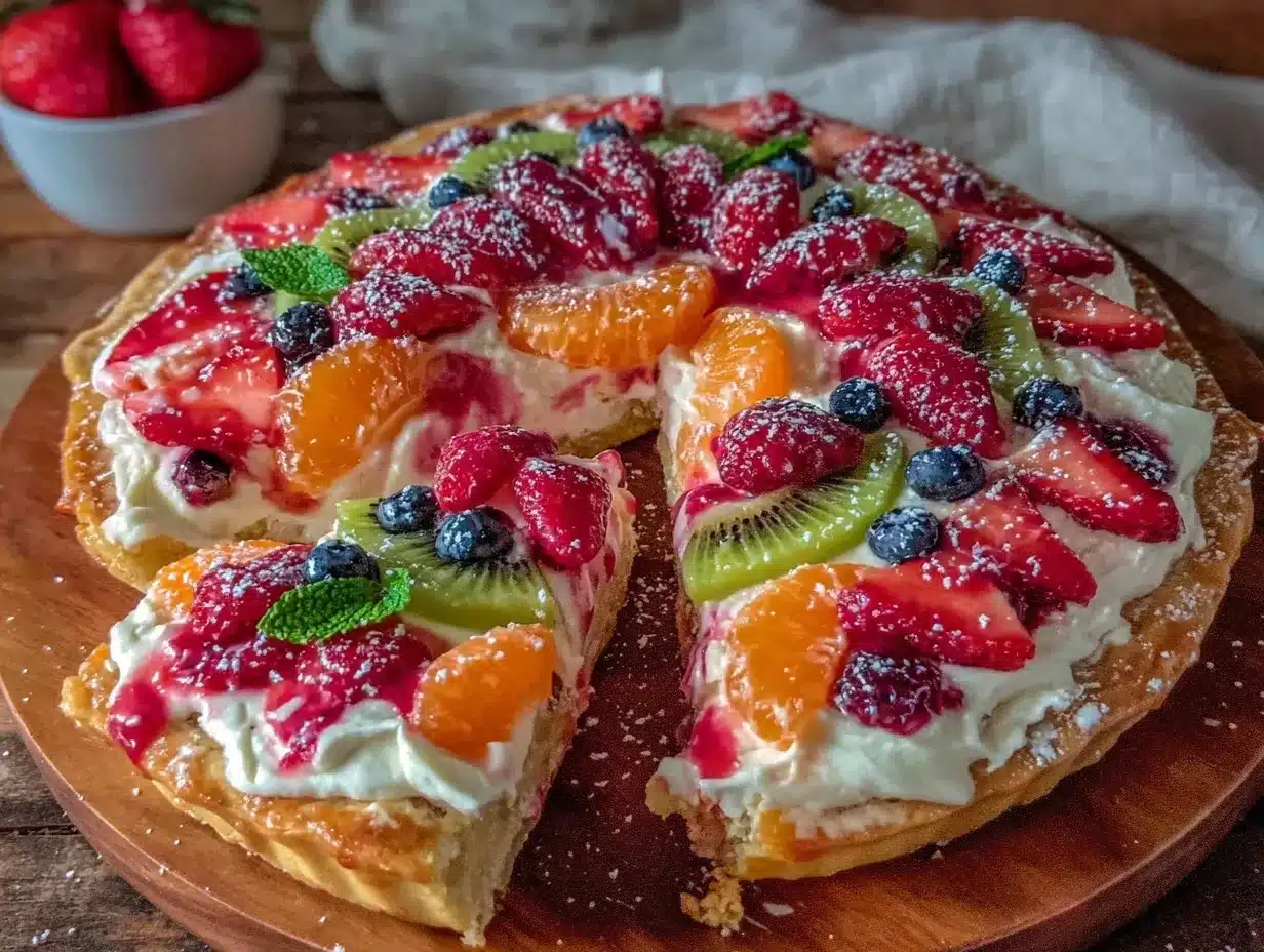 easy sugar cookie fruit pizza preparation steps