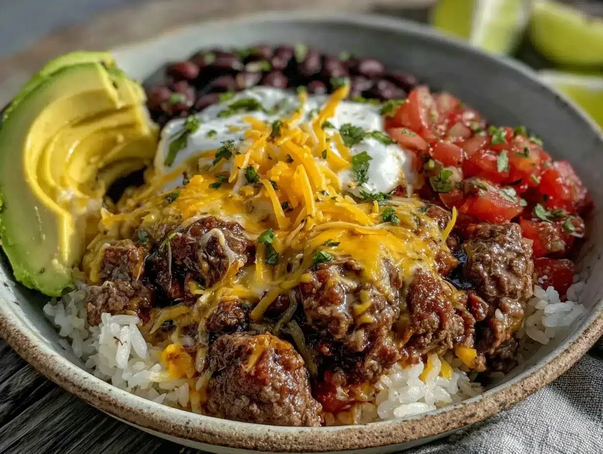 freezer-friendly beef and bean burrito bowls preparation steps